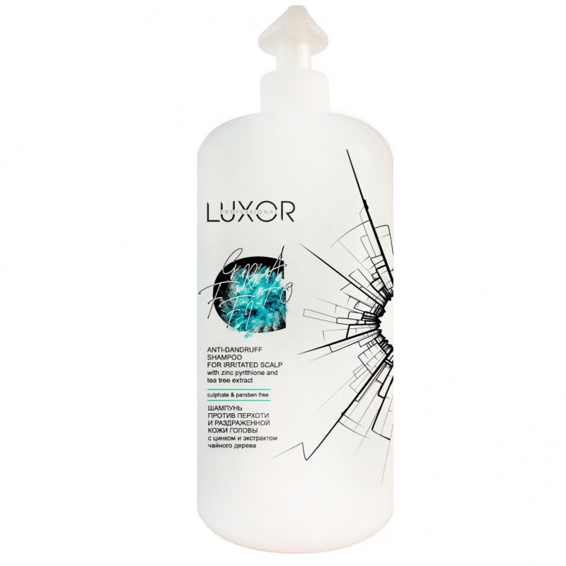 Elea Luxor Professional Sulfate and Paraben Free Anti-Dandruff Shampoo - Шампунь против перхоти и раздраженной кожи головы с цинком и экстрактом чайного дерева 1000 мл