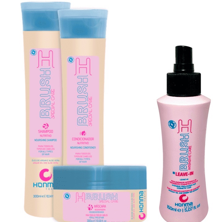 Honma Tokyo H-Brush Special Care - Набор для продления гладкости волос (шампунь 300 мл, кондиционер 300 мл, маска 300 мл, несмываемый кондиционер 150 мл)