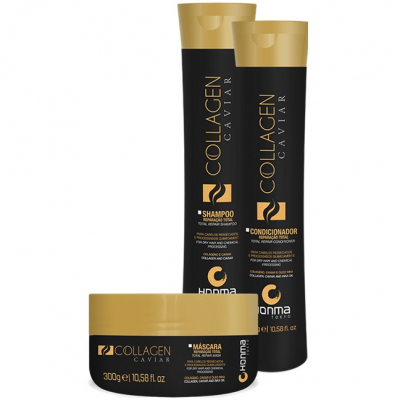 Honma Tokyo Collagen Caviar - Набор для глубокого увлажнения (шампунь 300 мл, кондиционер 300 мл, маска 300 мл)
