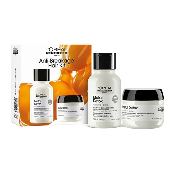 L'Oreal Professionnel Serie Expert Metal Detox Duo - Набор для восстановления окрашенных волос мини (шампунь 100 мл + маска 75 мл)
