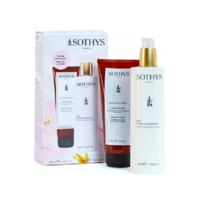 Sothys Hydra Hyaluronic Acid 4 Promo Kit - Промо-набор (крем-эмульсия для тела "увлажнение и питание" 400 мл + крем-гель для душа с цветками вишни и лотоса 200 мл)