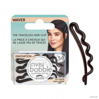 Invisibobble Waver Pretty Dark - Заколка для волос с подвесом (коричневый) 3 шт