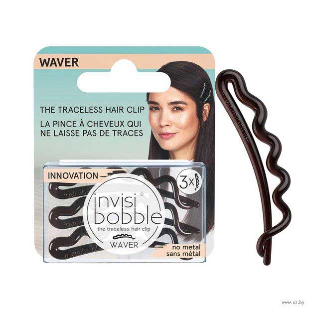 Invisibobble Waver Pretty Dark - Заколка для волос с подвесом (коричневый) 3 шт