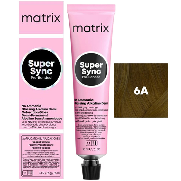 Matrix Super Sync Pre-Bonded 6A - Краситель для волос безаммиачный темный блондин пепельный 90 мл