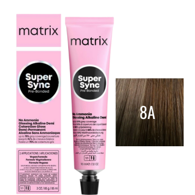 Matrix Super Sync Pre-Bonded 8A - Краситель для волос безаммиачный блондин пепельный светлый 90 мл