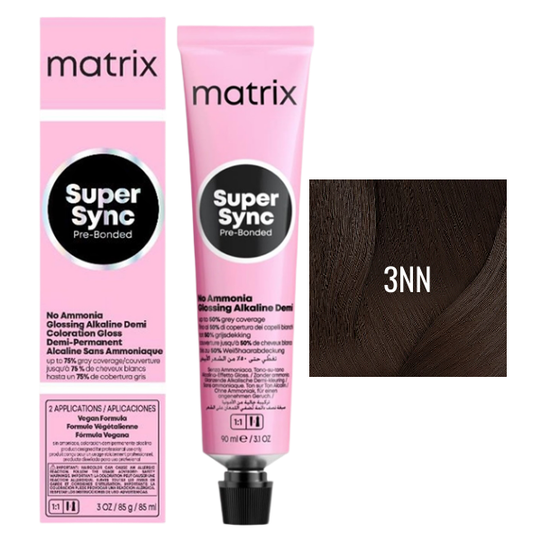 Matrix Super Sync Pre-Bonded 3NN - Краситель для волос безаммиачный темный шатен глубокий натуральный 90 мл 