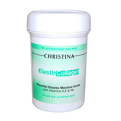 Christina Elastin Collagen Placental Enzyme Moisture Cream with Vit A, E and HA - Увлажняющий крем с плацентой, энзимами, коллагеном и эластином для жирной и комбинированной кожи 250 мл