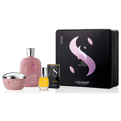 Alfaparf Semi Di Lino Moisture - Набор для сухих волос 2019 (шампунь 250 мл, маска 200 мл, масло 15 мл)