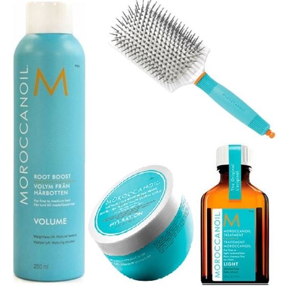 Moroccanoil Set - Набор осенний стайлинг сет №4 (щетка лопатка, спрей для прикорневого объема 250 мл, маска 75 мл, масло лайт 25 мл)