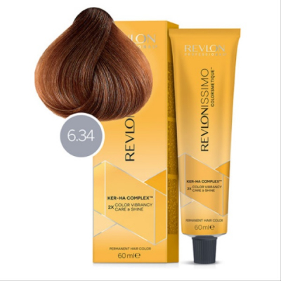 Revlon Revlonissimo High Coverage NMT - Перманентная краска для седых волос №6-34 ореховый темный блондин 60 мл  