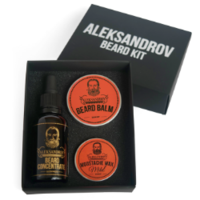Aleksandrov Beard Kit №06 (Oil BC Glühwein, Balm Sunset, Wax Mild Sunset) - Набор для стимуляции роста бороды