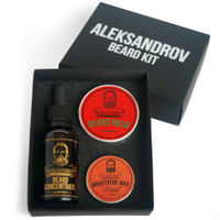 Aleksandrov Beard Kit №07 (Oil BC Glühwein, Balm Christmas Wax Mild Sunset) - Набор для стимуляции роста бороды