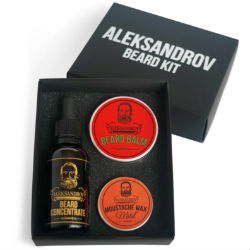 Aleksandrov Beard Kit №07 (Oil BC Glühwein, Balm Christmas Wax Mild Sunset) - Набор для стимуляции роста бороды