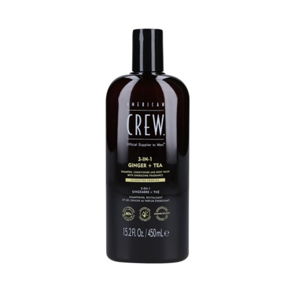American Crew Energizing Ginger+Tea 3 in 1 – Средство 3 в 1 имбирь и чай (шампунь + кондиционер + гель для душа) 450 мл