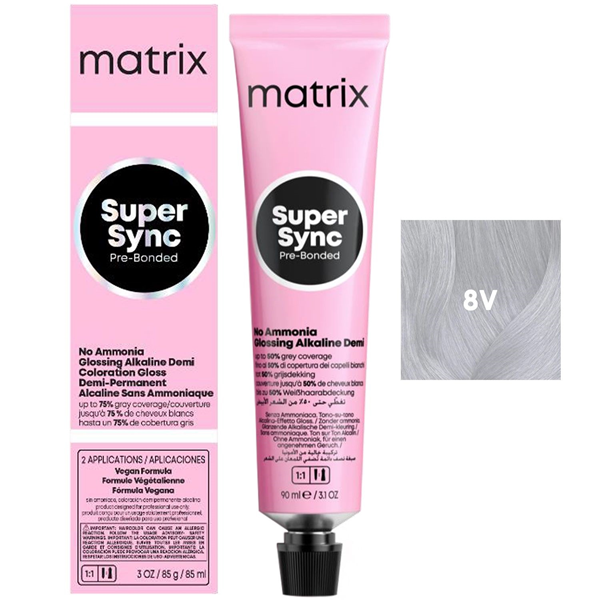 Matrix Super Sync Pre-Bonded 8V - Краситель для волос безаммиачный светлый блондин перламутровый 90 мл