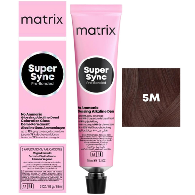 Matrix Super Sync Pre-Bonded 5M - Краситель для волос безаммиачный светлый шатен мокка 90 мл