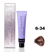 Ollin Performance Permanent Color Cream - Перманентная крем-краска для волос 6/34 темно-русый золотисто-медный 60 мл