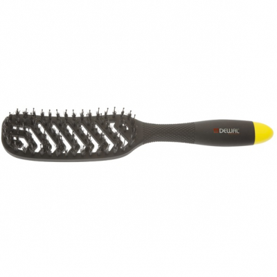 Dewal Banana Black BNN94 - Щетка массажная прямоугольная продувная, пластиковый штифт + натуральная щетина, 8 рядов