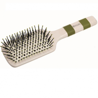 Dewal Naturel BRN360 - Щетка массажная продувная прямоугольная, большая, деревянная, пластиковый штифт, 11 рядов