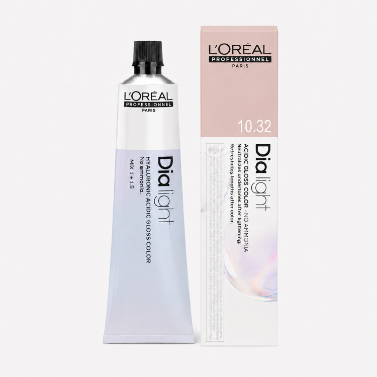 L'Oreal Professionnel Dialight - Краска гель-крем тон-в-тон без аммиака 10.32 молочный коктейл золотисто-перламутровый 60 мл — Dialight - Окрашивание тон в тон без аммиака