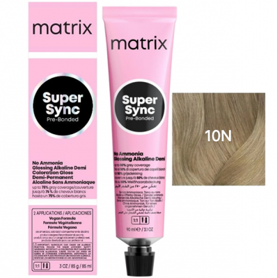 Matrix Super Sync Pre-Bonded 10N - Краситель для волос безаммиачный очень-очень светлый блондин 90 мл