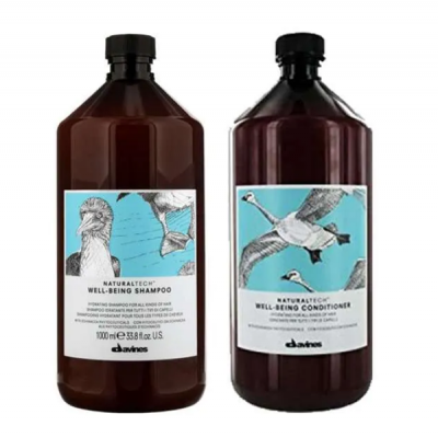 Davines New Natural Tech Well-Being Set - Набор для здоровья волос (шампунь 1000 мл; кондиционер 1000 мл)