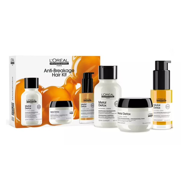 L'Oreal Professionnel Serie Expert Metal Detox Trio - Набор для восстановления окрашенных волос мини (шампунь 100 мл + маска 75 мл + масло 30 мл)