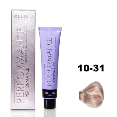 Ollin Performance Permanent Color Cream - Перманентная крем-краска для волос 10/31 светлый блондин золотисто-пепельный 60 мл