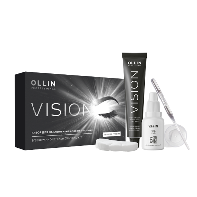 Ollin Vision Set Dark Graphite - Набор для окрашивания бровей и ресниц тёмный графит (крем-краска 20 мл, окисляющая эмульсия 20 мл)