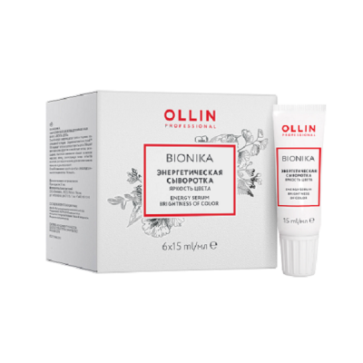 Ollin BioNika Energy Serum For Colored Hair - Энергетическая сыворотка «Яркость цвета» 6шт х 15мл