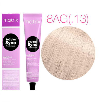 Matrix Color Sync Pre-Bonded Acidiс Toner - Краска для волос кислотный тонер 8AG прозрачный нюд 90 мл