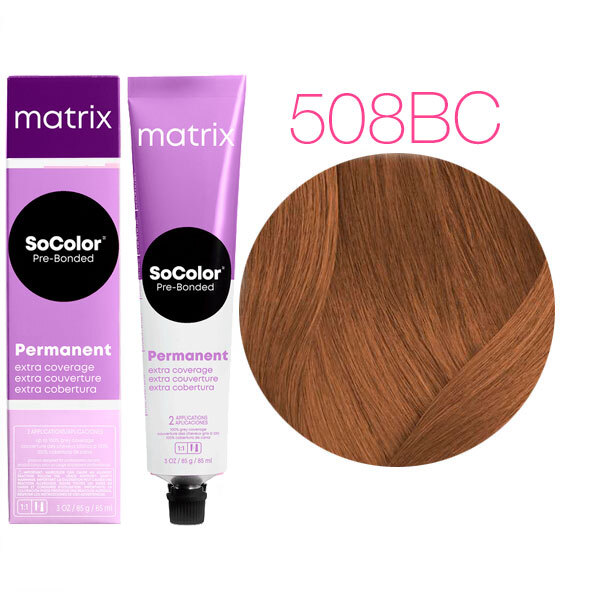Matrix SoColor Pre-Bonded Extra Coverage - Краска для седых волос 508BC светлый блондин коричнево-медный 90 мл