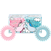 Invisibobble Original Duo Unicorn Elly & Henry - Набор резинок для волос (прозрачный с розовым, прозрачный с голубым) 6 шт