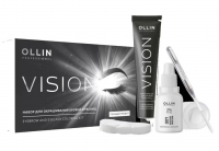 Ollin Vision Set Black - Набор для окрашивания бровей и ресниц чёрный (крем-краска 20 мл, окисляющая эмульсия 20 мл)