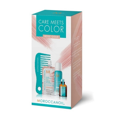 Moroccanoil Color Meets Care Rose Gold - Набор Тонир (тонирующая маска 30 мл; сух шампунь д/св волос 65 мл; масло для св волос; мини-расческа)