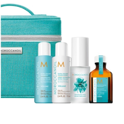 Moroccanoil Volume Option 2022 - Дорожный набор для объёма волос (парфюмированный мист 30 мл, шампунь 70 мл, кондиционер 70 мл, масло лайт 25мл)