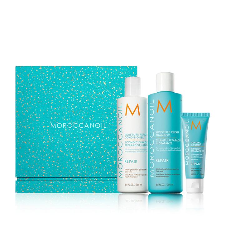 Moroccanoil Repair Set - Праздничный набор восстановление шампунь 250 мл кондиционер 250 мл маска 75 мл