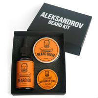 Aleksandrov Beard Kit №01 (Oil Sunrise, Balm Sunrise, Wax Mild Sunrise) - Набор для ухода за бородой: масло, бальзам и воск