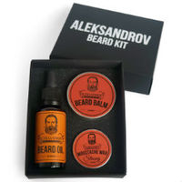 Aleksandrov Beard Kit №03 (Oil Sunrise, Balm Sunrise, Wax Strong Sunrise) - Набор для ухода за бородой: масло, бальзам и воск