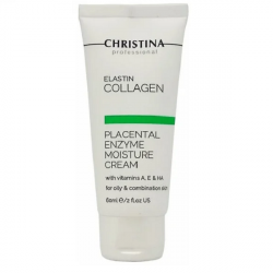 Christina Elastin Collagen Placental Enzyme Moisture Cream with Vit A, E & HA - Увлажняющий крем с плацентой, энзимами, коллагеном и эластином для жирной и комбинированной кожи 60 мл