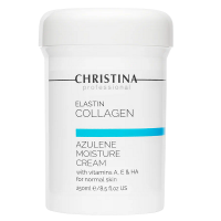 Christina Elastin Collagen Azulene Moisture Cream with Vit A, E and HA - Увлажняющий азуленовый крем с коллагеном и эластином для нормальной кожи 250 мл