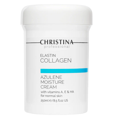 Christina Elastin Collagen Azulene Moisture Cream with Vit A, E and HA - Увлажняющий азуленовый крем с коллагеном и эластином для нормальной кожи 250 мл