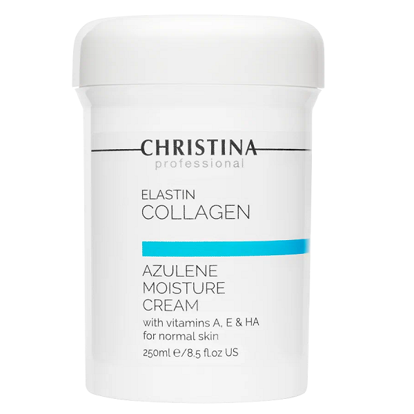 Christina Elastin Collagen Azulene Moisture Cream with Vit A, E and HA - Увлажняющий азуленовый крем с коллагеном и эластином для нормальной кожи 250 мл
