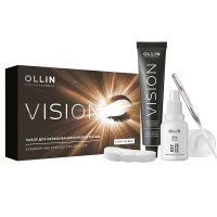 Ollin Vision Set Brown  - Набор для окрашивания бровей и ресниц коричневый (крем-краска 20 мл, окисляющая эмульсия 20 мл)