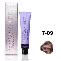 Ollin Performance Permanent Color Cream - Перманентная крем-краска для волос 7/09 русый прозрачно-зеленый 60 мл