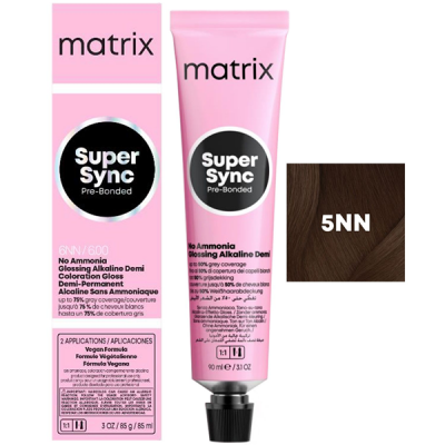 Matrix Super Sync Pre-Bonded 5NN - Краситель для волос безаммиачный светлый шатен глубокий натуральный 90 мл