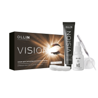 Ollin Vision Set Black - Набор для окрашивания бровей и ресниц чёрный (крем-краска 20 мл, окисляющая эмульсия 20 мл)